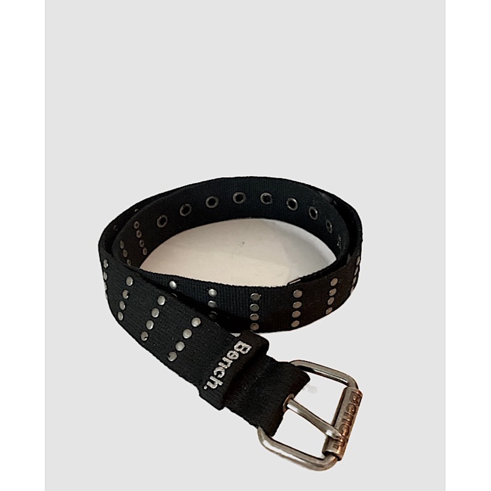 New Bench Heavy Canvas Studded Grommet Belt Black Adjustable Fit
